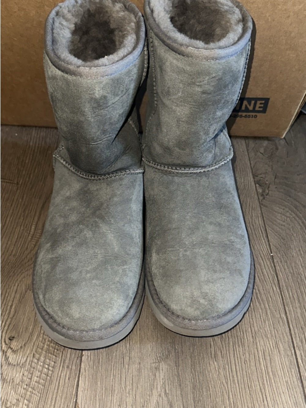 UGG Gray Suede Short Shearling Boots